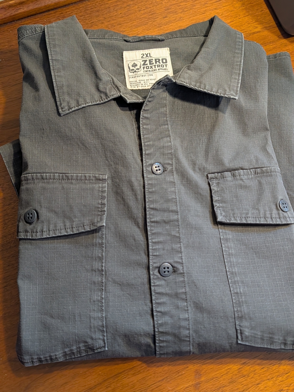 Zero Foxtrot Men's CPO Shirt in Charcoal Gray - Size XXL